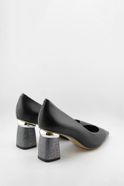Capelli Rossi Pointed Toe Pump with Embellished Heel
